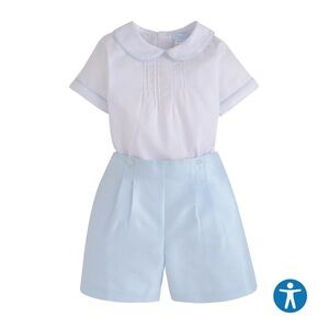 Little English Classic Wedding Button On Short Set - Light Blue